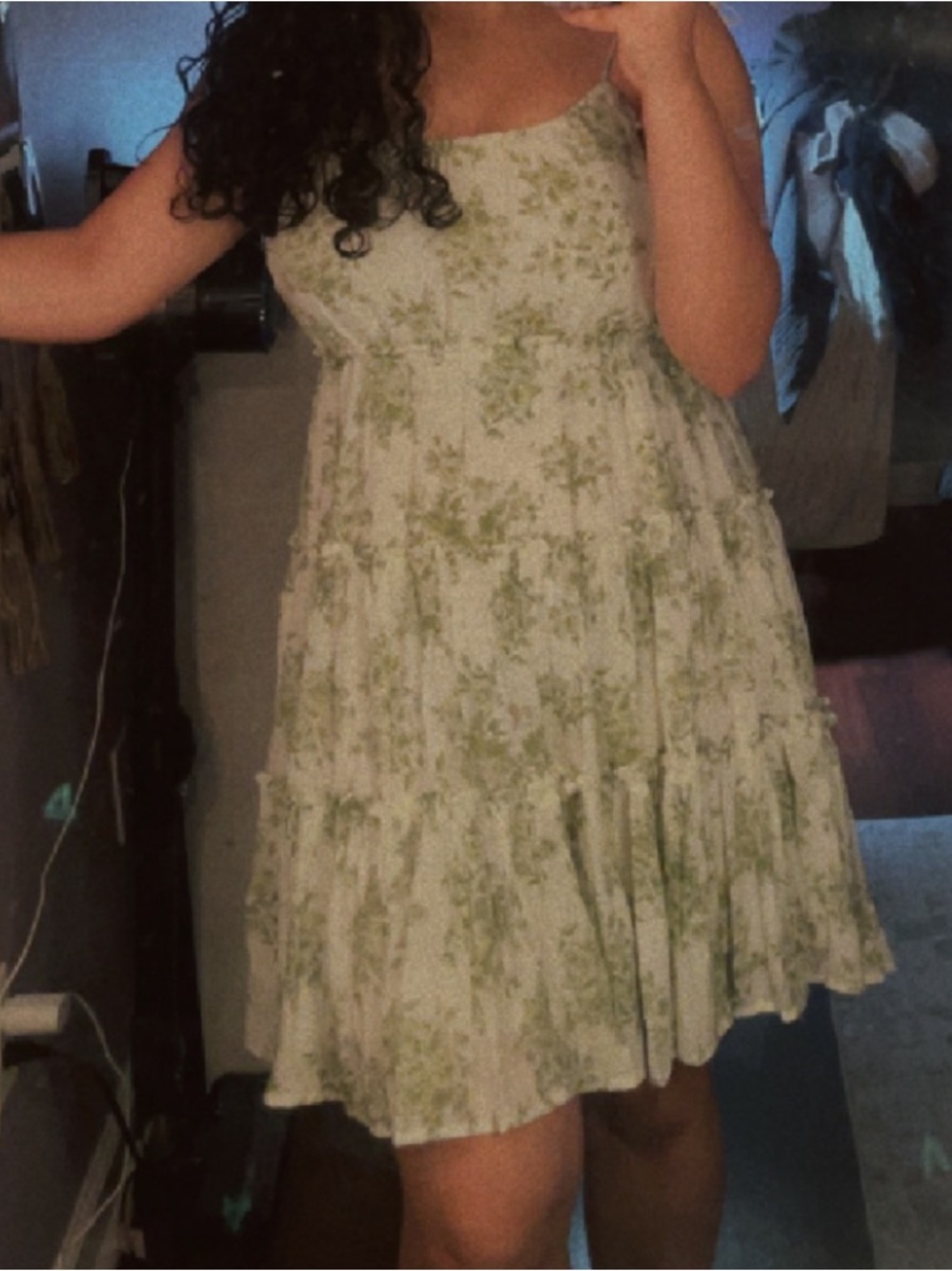 Light Green Floral Tiered Sundress